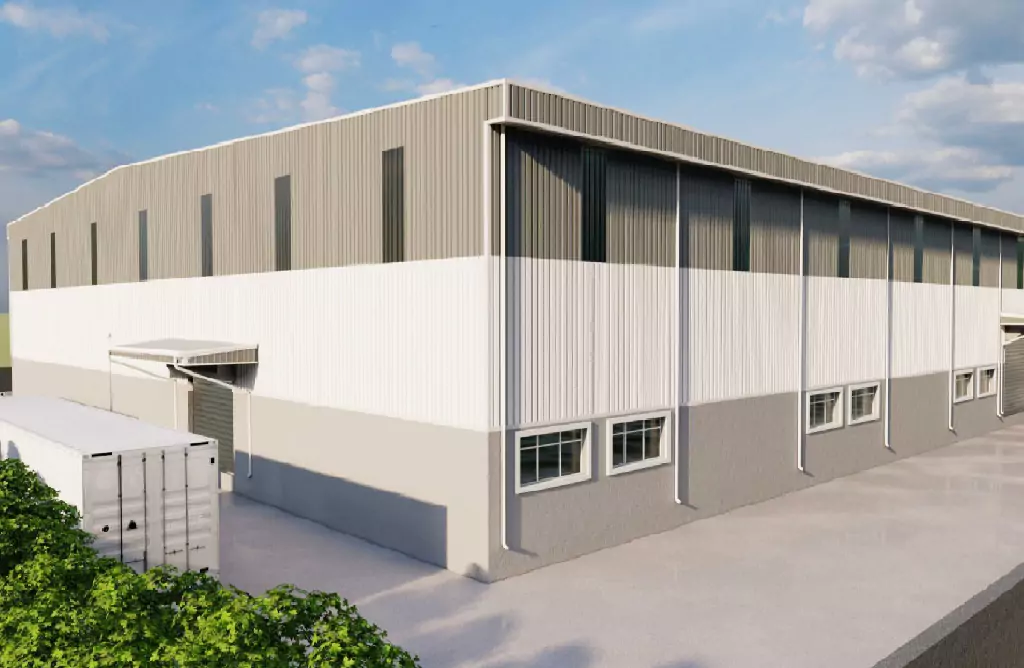 Industrial Warehouse Building with Metal Siding