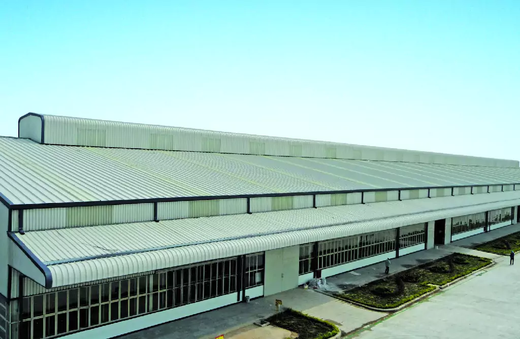Modern Industrial Building with Curved Metal Roof