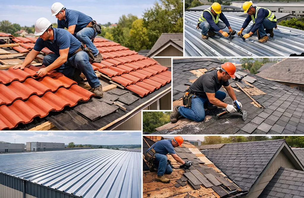 Professional Roofers Installing Durable Tile Roofs