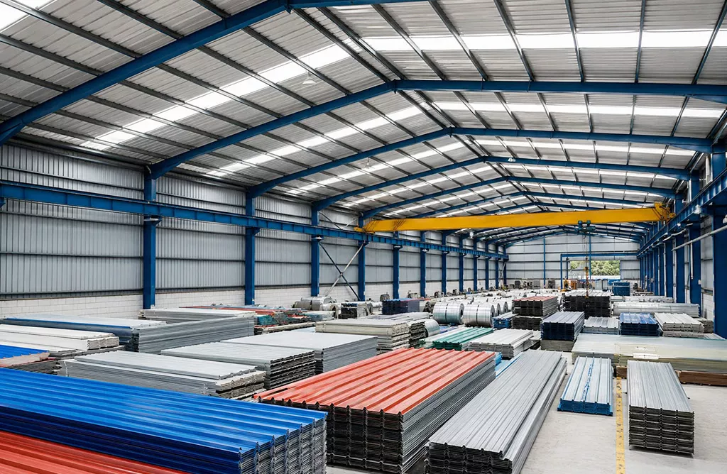 PEB warehouse with insulated roofing sheets