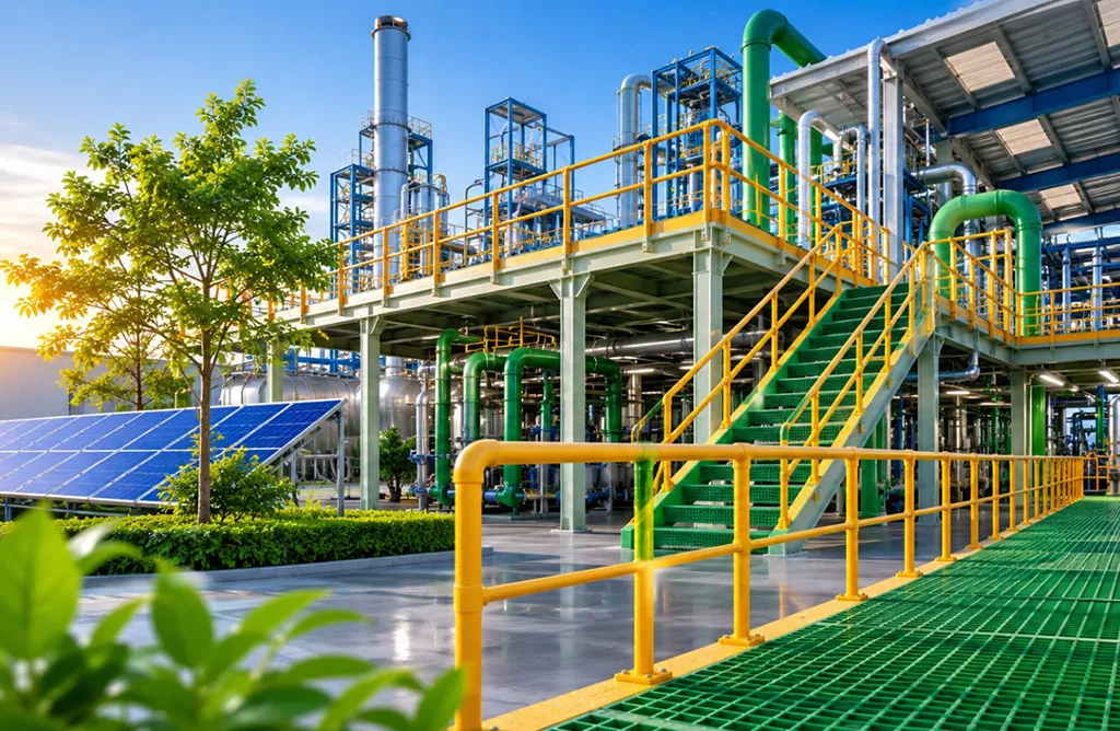 FRP structures in an industrial manufacturing facility